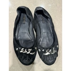 Louis Vuitton Black Suede Shimmer Whisper Ballerina Flats